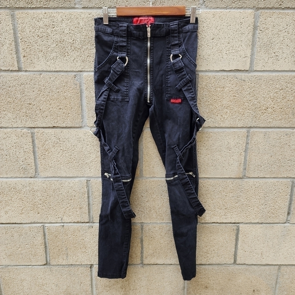 TRIPP Nyc Strap Skinny Pants Black Womens Size 28